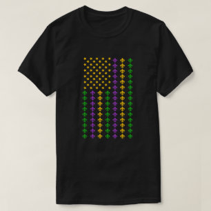 Vlag van US Mardi Gras bij Fleur de Lis Patriotic T-shirt