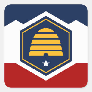Vlag van Utah (Bijenkorf Vlag) Vierkante Sticker