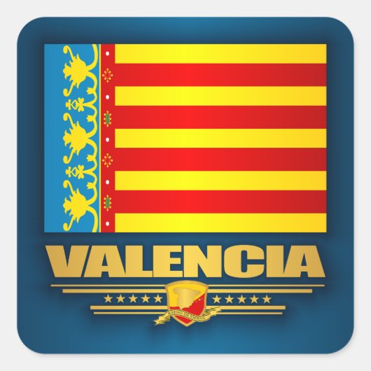 Vlag van Valencia Vierkante Sticker (Voorkant)