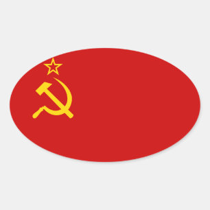 Vlag van VIER Sovjet-Unie Ovale Sticker