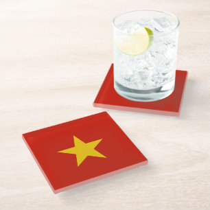 Vlag van Vietnam Glazen Onderzetter