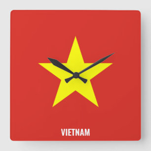 Vlag van Vietnam Schitterend Patriottisch Vierkante Klok
