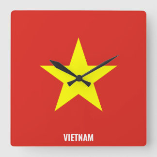 Vlag van Vietnam Schitterend Patriottisch Vierkante Klok