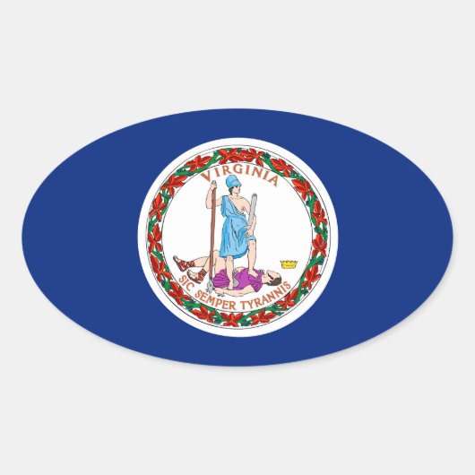 Vlag van Virginia State Design Ovale Sticker (Voorkant)