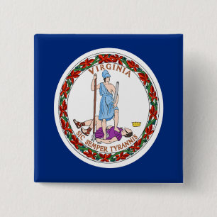 Vlag van Virginia Vierkante Button 5,1 Cm