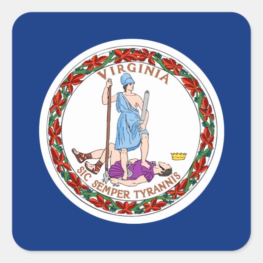 Vlag van Virginia Vierkante Sticker (Voorkant)