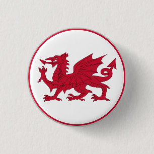 Vlag van Wales Ronde Button 3,2 Cm