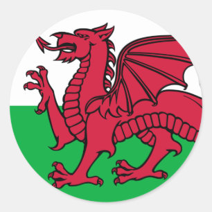 Vlag van Wales Ronde Sticker