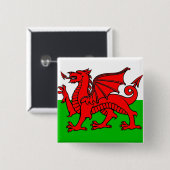 Vlag van Wales Vierkante Button 5,1 Cm (Voorkant /achterkant)