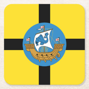 Vlag van Wellington City, Nieuw-Zeeland Vierkante Kartonnen Onderzetter