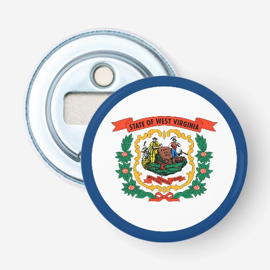 Vlag van West Virginia Button Flesopener (Voorkant)