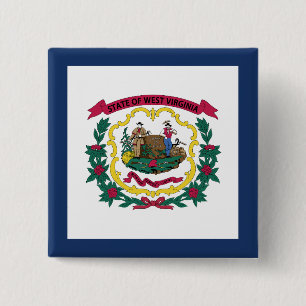 Vlag van West Virginia Vierkante Button 5,1 Cm