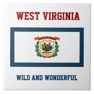 vlag van West-Virginia, voorzien van een etiket Tegeltje