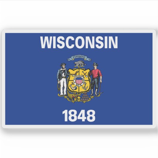 Vlag van Wisconsin Sticker (Voorkant)