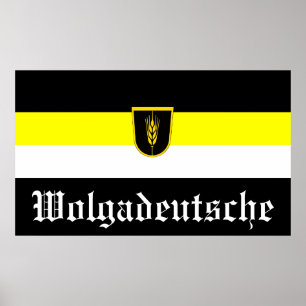 Vlag van Wolgadeutsche (zwart-gele/witte versie) Poster