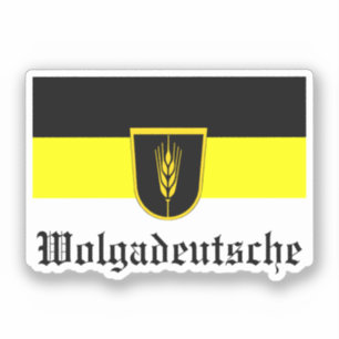 Vlag van Wolgadeutsche (zwart-gele/witte versie) Sticker