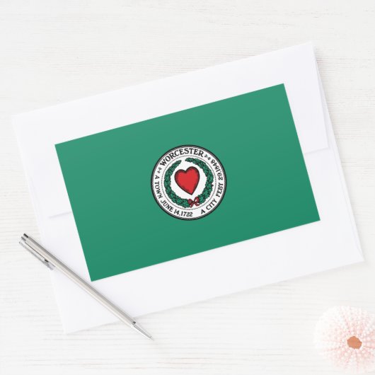 Vlag van Worcester, Massachusetts Rechthoekige Sticker (Envelop)