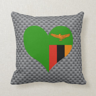 Vlag van Zambia op metalen achtergrond Kussen