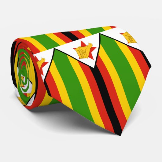 vlag van zimbabwe stropdas (Opgerold)