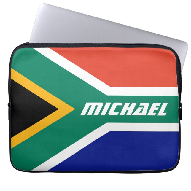 Vlag van Zuid-Afrika gepersonaliseerd Laptop Sleeve (Voorkant)