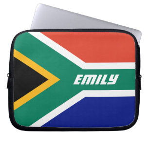 Vlag van Zuid-Afrika gepersonaliseerd Laptop Sleeve