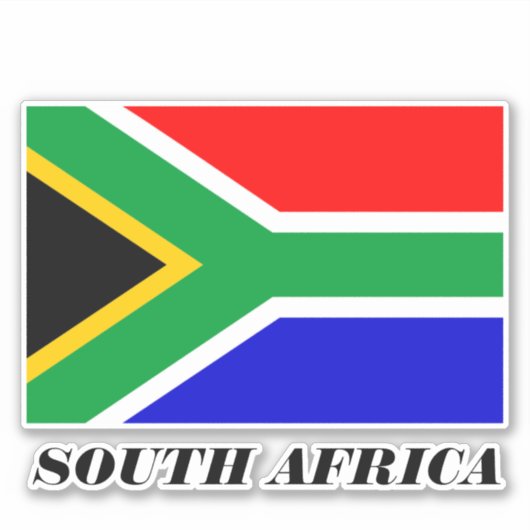 Vlag van Zuid-Afrika, met het opschrift Sticker (Voorkant)