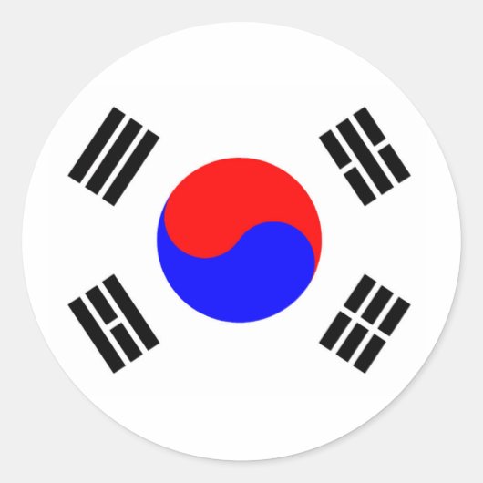 Vlag van Zuid-Korea Ronde Sticker (Voorkant)