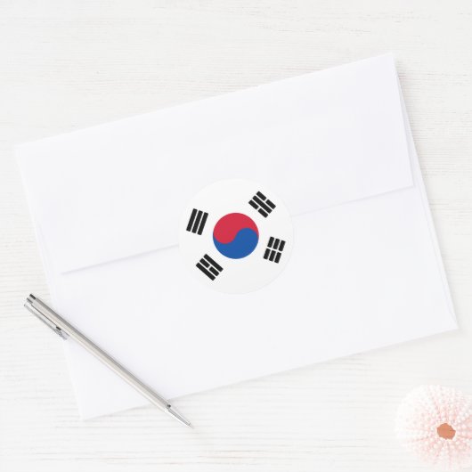 Vlag van Zuid-Korea Ronde Sticker (Envelop)