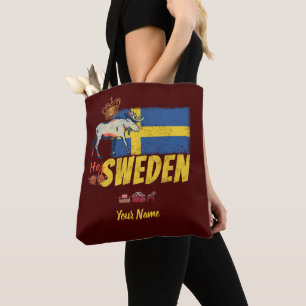 vlag van Zweden en mose souvenir Draagtas