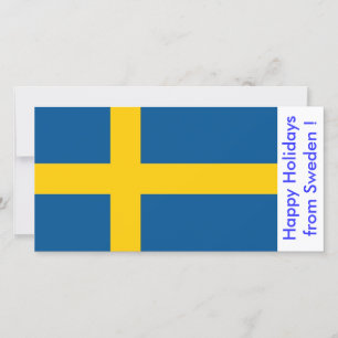 Vlag van Zweden, Prettige Feestdagen vanuit Zweden Feestdagenkaart