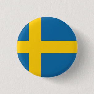 Vlag van Zweden Ronde Button 3,2 Cm