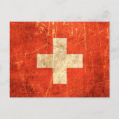  vlag van Zwitserland, gescrateerd en versleten Briefkaart (Voorkant)