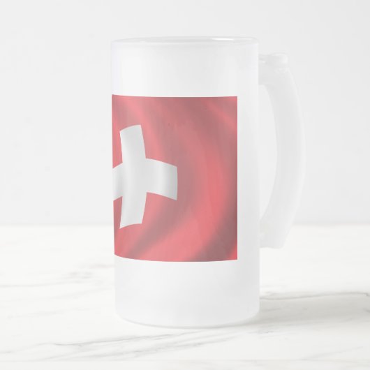Vlag van Zwitserland Matglas Bierpul (Voorkant rechts)