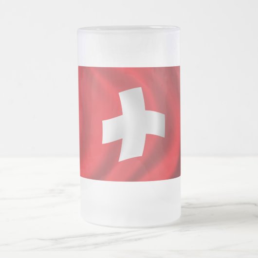 Vlag van Zwitserland Matglas Bierpul (Center)