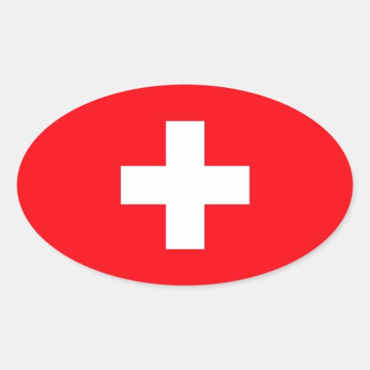 Vlag van Zwitserland Ovale Sticker (Voorkant)