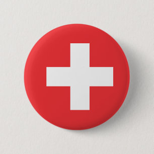 Vlag van Zwitserland Ronde Button 5,7 Cm