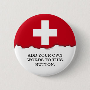 Vlag van Zwitserland Ronde Button 5,7 Cm