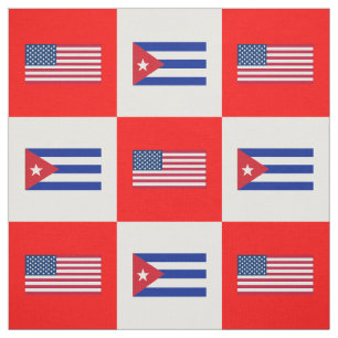 Vlag Verenigde Staten, Cuba Vlag op White & Red BG Stof