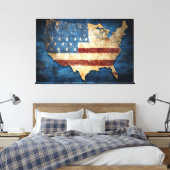 Vlag Verenigde Staten van Amerika Canvas Print Afb (Insitu (Slaapkamer))