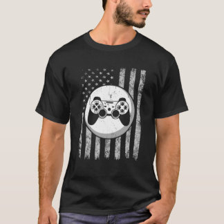 Vlag videospelpatriotticus van de VS op 4 juli vid T-shirt