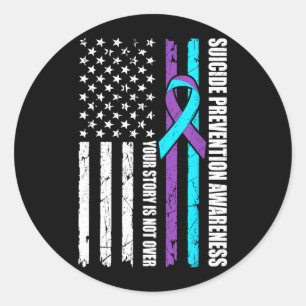 Vlag voor de Maand van de Preventie van Zelfmoord Ronde Sticker
