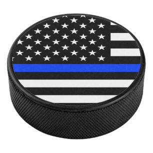 vlag voor de politie van de Thin Blue Line Hockey Puck
