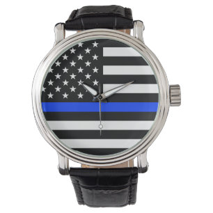 vlag voor de politie van de Thin Blue Line Horloge