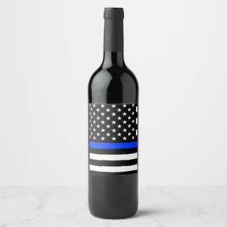 vlag voor de politie van de Thin Blue Line Wijn Etiket