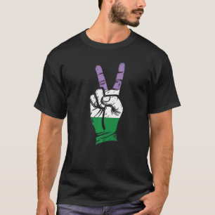 Vlag voor Genderqueer Pride Piece-teken T-shirt
