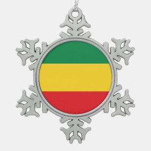 Vlag voor groene, gouden en rode kleuren tin sneeuwvlok ornament