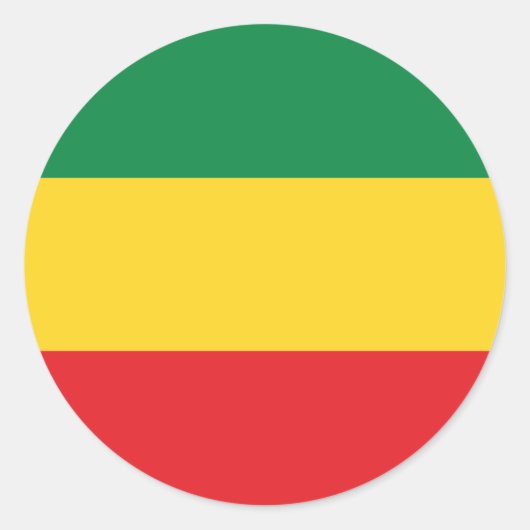 Vlag voor groene, goudkleurige en rode kleuren ronde sticker (Voorkant)