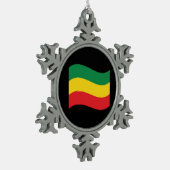 Vlag voor groene, goudkleurige en rode kleuren tin sneeuwvlok ornament (Links)