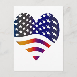Vlag VS Hart Liefde Amerikaanse Honor Troepen Stri Briefkaart