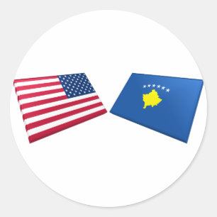 Vlag VS & Kosovo Ronde Sticker